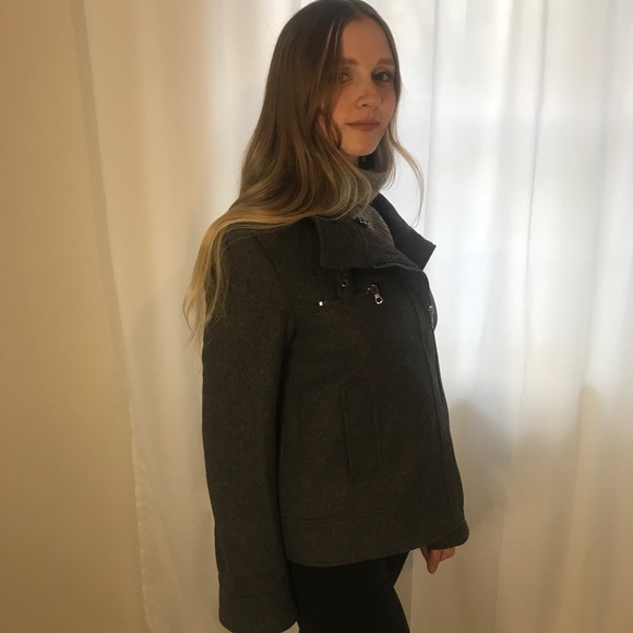 Izod Outerwear Wool Blend Motorcycle Jacket, Gray - Picture 7 of 16